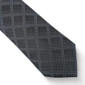 Perry Ellis Men's Geometric Grid Plaid Tie Necktie Classic 3" Black $55